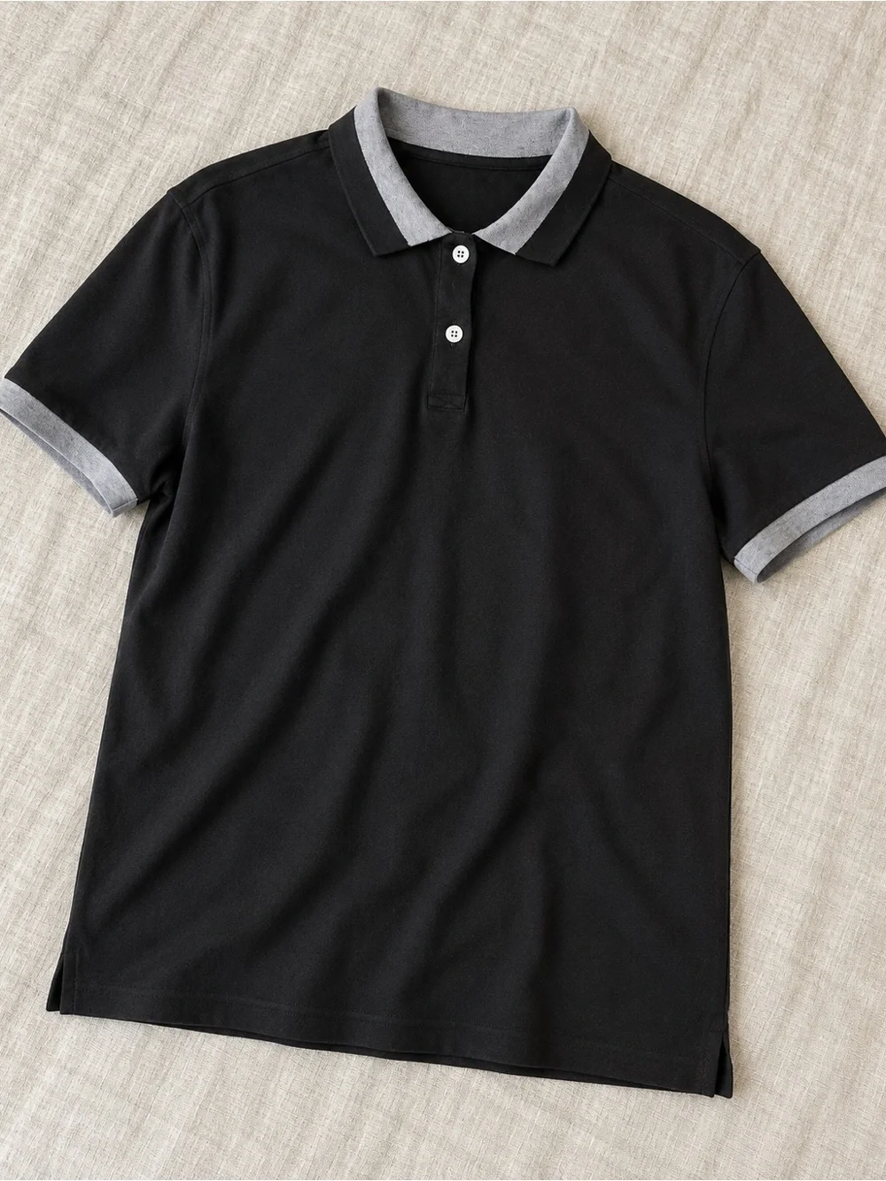 Banana republic Men's Black Polo Shirt with Contrast Trim